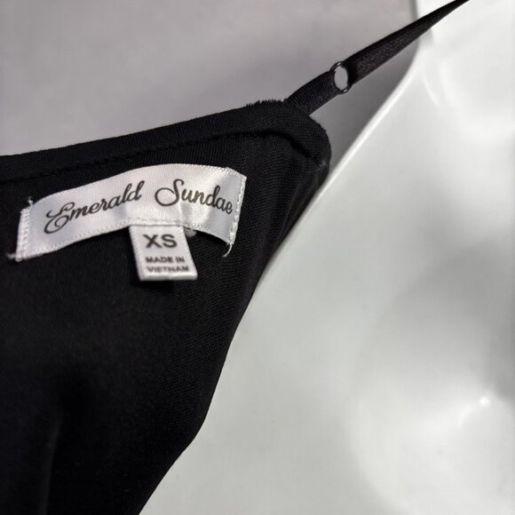 Emerald Sundae Silver Sequin Velvet Wide Leg Jumpsuit Womens XS Black Party - Picture 6 of 14